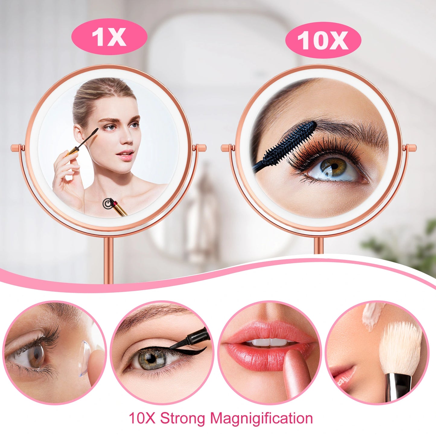 10X magnifying makeup mirror for detailed eye makeup, eyeliner and beauty application