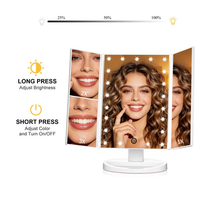 Espejo de Maquillaje Tríptico LED