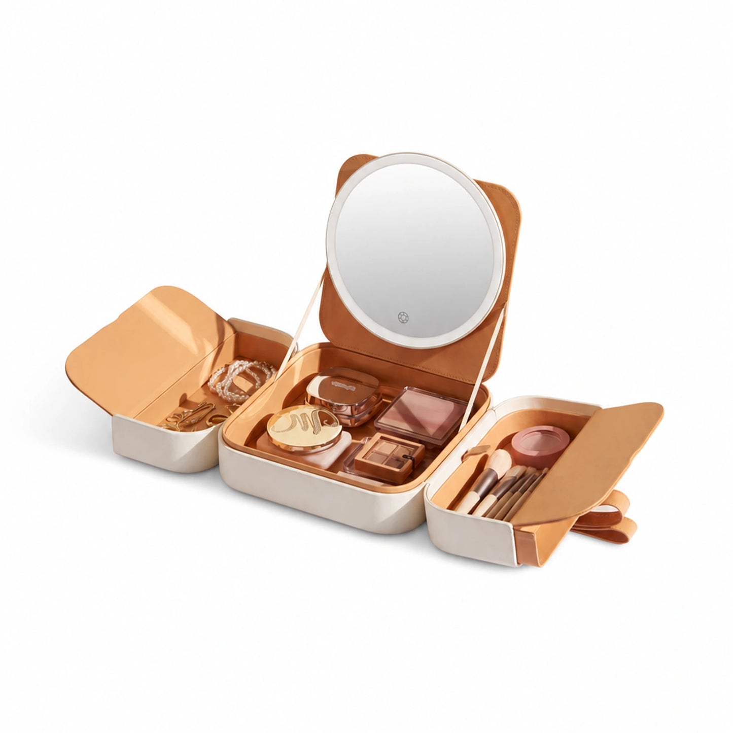 Travel Makeup Organizer Case with LED Mirror