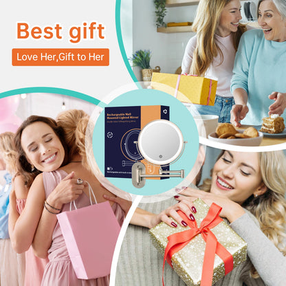 LED wall mounted makeup mirror gift for women, perfect beauty gift for birthdays and holidays