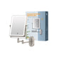 Funtouch champagne gold square wall-mounted LED mirror, foldable telescoping vanity mirror with Type-C charging cable included.