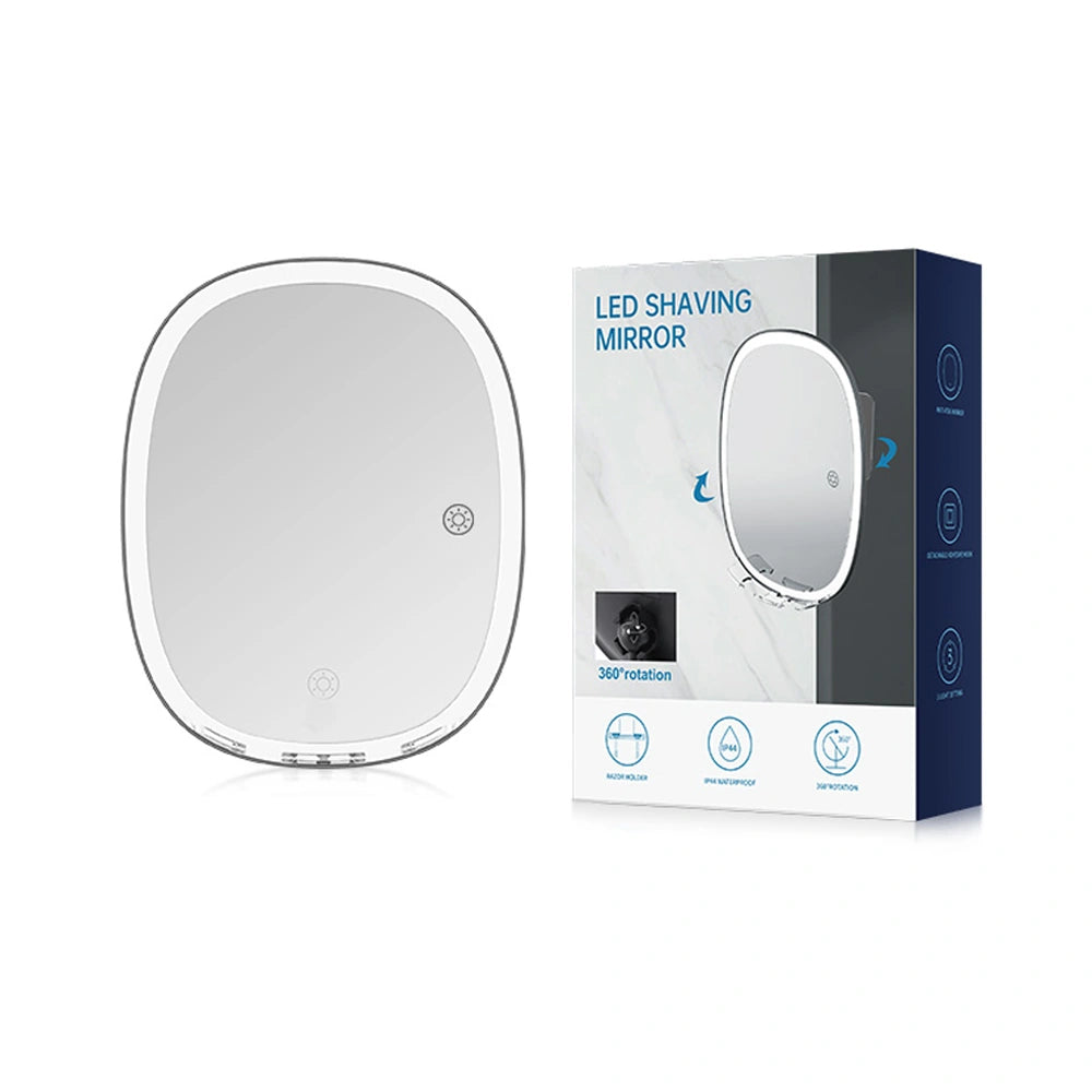Fogless LED Shower Shaving Mirror with 3-Color Light Funtouch