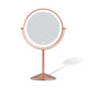 Rose gold LED vanity mirror with stylish round design for bedroom makeup table